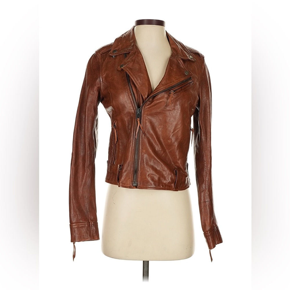 NWT AG Adriano Goldschmied Leather Jacket Rare Size XS 🤎🤎🤎